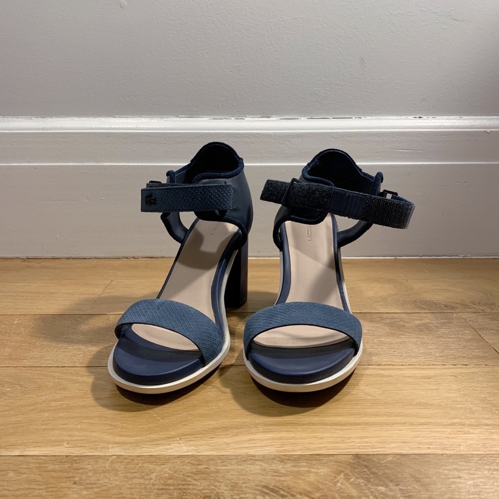 [Lacoste] Black Leather Velcro Sandals Pumps
